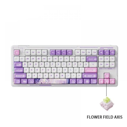 JGHFReW Anpassbare mechanische RGB-Tastatur Leop K87 Pro Kompatibel mit Spiele und den Bürogebrauch mit kabellosem Anime-Girl-Design und Hot-Swap-Funktionalität(White and Purple) von JGHFReW