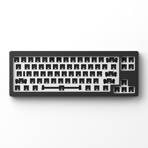 JGHFReW DIY-Dichtungsmontage, 65% Hot-Swap-fähiges RGB-Barebone-Mechanisches-Tastatur-Kit mit CNC-Aluminiumrahmen, kompatibel mit VIA(Black) von JGHFReW