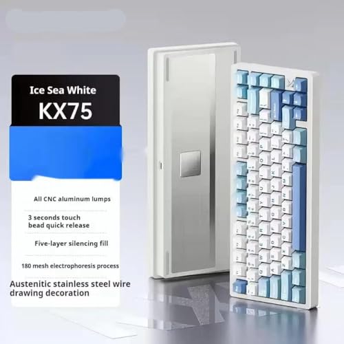 JGHFReW MCHOSE KX75 Drahtlose mechanische Tastatur Tri-Mode-Aluminium 81 HiFi-Gashalterung 8000 mAh Benutzerdefinierte Gaming-Laptop-kompatible Tastaturen(White A) von JGHFReW