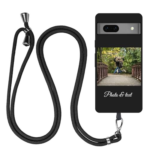 JGOYGYI Personalisierte Handyhülle kompatibel mit Google Pixel 8 7a 7 Pro 6a 6 Pro 4a 3A XL 5G, Benutzerdefiniert Hülle mit Eigenem Foto Bild Text Individuelle case+Handykette von JGOYGYI