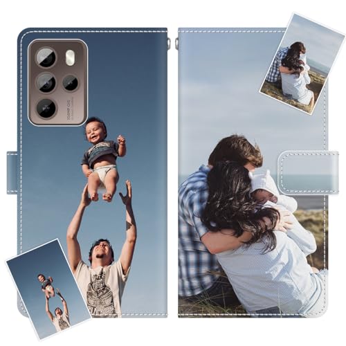 JGOYGYI Personalisierte Leder Handyhülle kompatibel mit HTC U12 U11 Plus Life Eyes U Ultra Desire 22 21 20 Pro 19 12 12S,Individuelle Text Bildern Foldable Flip Klapphüllen Case hülle von JGOYGYI