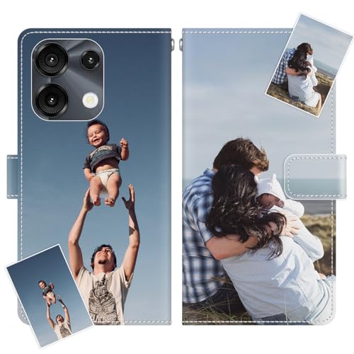 JGOYGYI Personalisierte Leder Handyhülle kompatibel mit Umidigi G9A/G9C/G9T/G9 5G/G9,Individuelle Eigenem Foto Bild Text Bildern Foldable Flip Klapphüllen Case hülle+Handykette von JGOYGYI