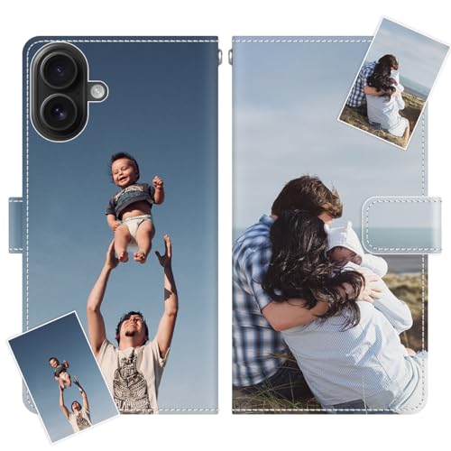 JGOYGYI Personalisierte Leder Handyhülle kompatibel mit iPhone 16 Plus,Individuelle Eigenem Foto Bild Text Bildern Foldable Flip Klapphüllen Case hülle+Handykette JGOYGYI Personalisierte Leder Handyhülle kompatibel mit iPhone 16 Plus,Individuelle Eigenem Foto Bild Text Bildern Foldable Flip Klapphüllen Case hülle+Handykette von JGOYGYI