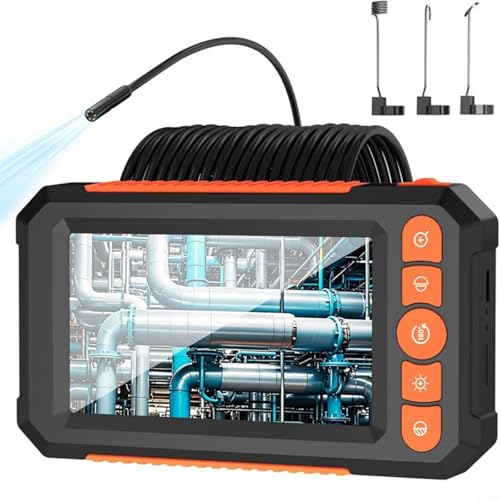 JGmotorfi E Digitales Inspektionskamerasystem, 10,9 cm (4,3 Zoll), LCD-Monitor, 1080P, Schlangenfernrohr mit LED-Licht, IP67-bewertet, Doppelobjektiv für den industriellen Einsatz (Einzelkopf, 1 m) von JGmotorfi