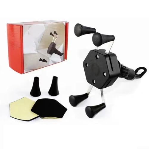 JGmotorfi Motorrad Handyhalterung mit 360 Grad drehbarer Halterung für Lenker und Spiegel Installation (normales Schwarz) von JGmotorfi