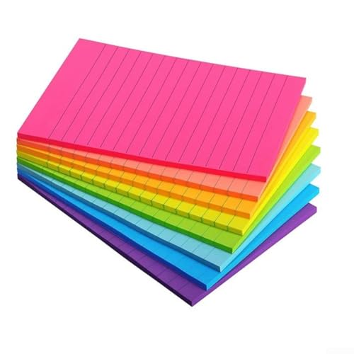 JGmotorfi Selbstklebende Notizblöcke, 8 Farben, 100 x 150 mm, 45 Blatt pro Block, Büro, Schulbedarf, bunte Haftnotizen, insgesamt 360 Blatt von JGmotorfi