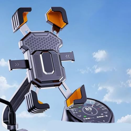 JGmotorfi Um 360° drehbare Halterung für elektrische Handys, Fahrrad- und Motorrad-Ständer, einfach zu verstellen, sicherer Griff, mühelose Positionierung (Rückspiegel) von JGmotorfi