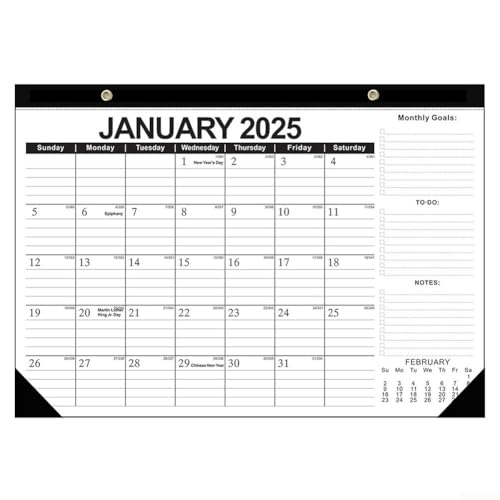 Organisieren Sie Ihr Jahr mit dem Tischkalender 2025, Januar bis Juni 2026, ideal für Schule und Büro, Schwarz von JGmotorfi