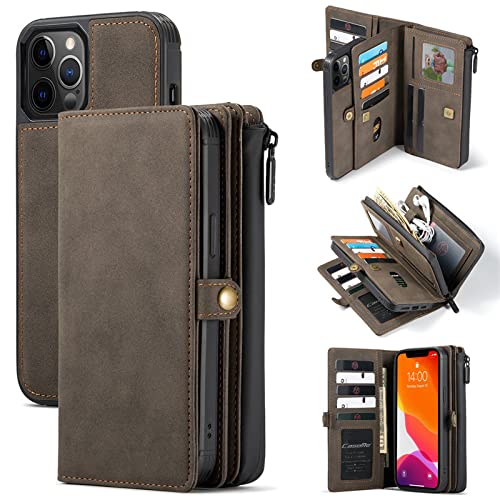 Flip Leder Geldbörse Handyhülle für iPhone 13 12 Pro 11 XS Max XR X SE 2020 8 7 Plus Reißverschluss Brieftasche Kartenhülle, Auburn, für iPhone 12 Mini Flip Leder Geldbörse Handyhülle für iPhone 13 12 Pro 11 XS Max XR X SE 2020 8 7 Plus Reißverschluss Brieftasche Kartenhülle, Auburn, für iPhone 12 Mini von JHFER