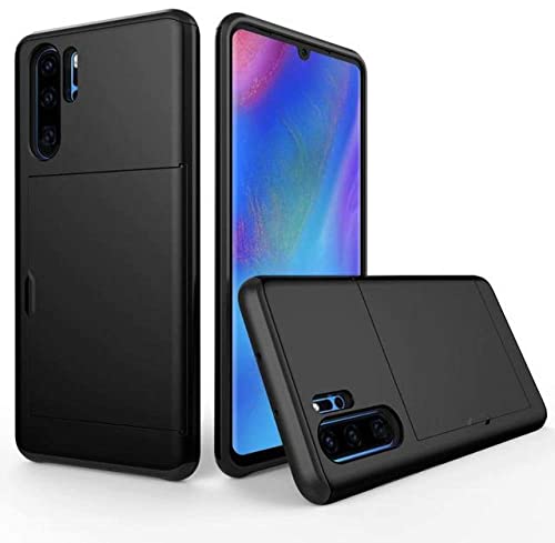 JHFER Für Huawei P30 Pro Hülle Hard Armor Brieftasche Kreditkartenhalter Slide Protect Cover Schwarz für Huawei P30 Pro von JHFER