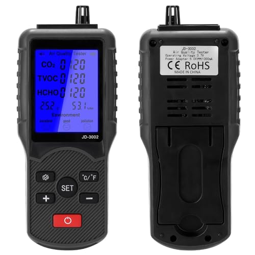 JHXHFJXZ 1800 mAh Multifunktionaler Luftqualitätstester CO2 TVOC-Messgerät Digitales Temperatur-Feuchtigkeitsmessgerät Großes LCD-Display Präzise Sensoren für schnelle Erkennung JHXHFJXZ 1800 mAh Multifunktionaler Luftqualitätstester CO2 TVOC-Messgerät Digitales Temperatur-Feuchtigkeitsmessgerät Großes LCD-Display Präzise Sensoren für schnelle Erkennung von JHXHFJXZ