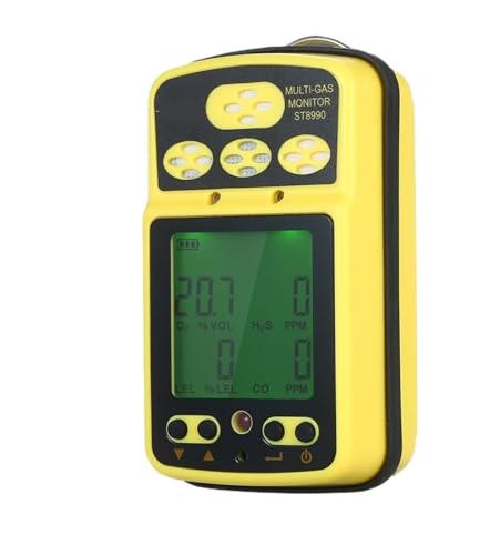 JHXHFJXZ 4in1 O₂ LEL CO H₂S Gasdetektor Tester Sensor Multi Gas Monitor mit Hintergrundbeleuchtung Alarmfunktion LCD Display Präzise Sensoren für schnelle Erkennung von JHXHFJXZ
