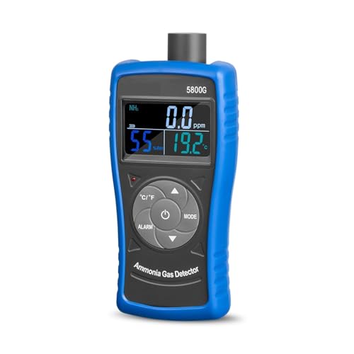 JHXHFJXZ Ammoniak-Luftdetektor 5800G, NH3-Gaspelmonitor mit Alarm, 0-100 ppm Partikelmessrät mit USB-Akku for fladen for Industriefarmen Präzise Sensoren für schnelle Erkennung(Blue) von JHXHFJXZ