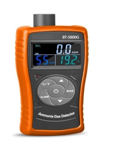 JHXHFJXZ Ammoniak-Luftdetektor 5800G, NH3-Gaspelmonitor mit Alarm, 0-100 ppm Partikelmessrät mit USB-Akku for fladen for Industriefarmen Präzise Sensoren für schnelle Erkennung(Orange) von JHXHFJXZ