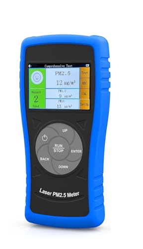 JHXHFJXZ Digitaler PM2.5 PM10 Luftpartikeldetektor Genigkeit +/- 20 Wiederfladbarer Echtzeit-Luftqualitätsmesser mit Alarm Präzise Sensoren für schnelle Erkennung von JHXHFJXZ