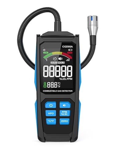 JHXHFJXZ Handheld-Lecksuchrät for brennbare Erdgase, kompakter Gasanalysator-Detektor mit Temperaturprüfung und Ton-/Lichtalarm Präzise Sensoren für schnelle Erkennung JHXHFJXZ Handheld-Lecksuchrät for brennbare Erdgase, kompakter Gasanalysator-Detektor mit Temperaturprüfung und Ton-/Lichtalarm Präzise Sensoren für schnelle Erkennung von JHXHFJXZ