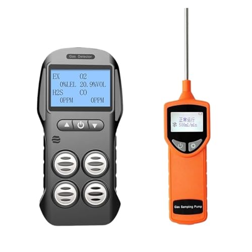 JHXHFJXZ Multi-Gas-Detektor Gas Meter O2 H2S CO LEL 4 in 1 Serstoff Wasserstoff Sulfid Kohlenmonoxid Brennbaren Gas Leck Detektor Präzise Sensoren für schnelle Erkennung(Detector with Pump) von JHXHFJXZ