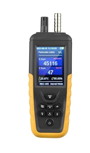 JHXHFJXZ Stbpartikelzähler 6-Kanal 0,3um/0,5μm/1,0μm/2,5μm/5,0μm/10um PM2.5 PM10-Detektor mit Hintergrundbeleuchtung TFT-Luftqualitätstester Präzise Sensoren für schnelle Erkennung(TC-8100) von JHXHFJXZ