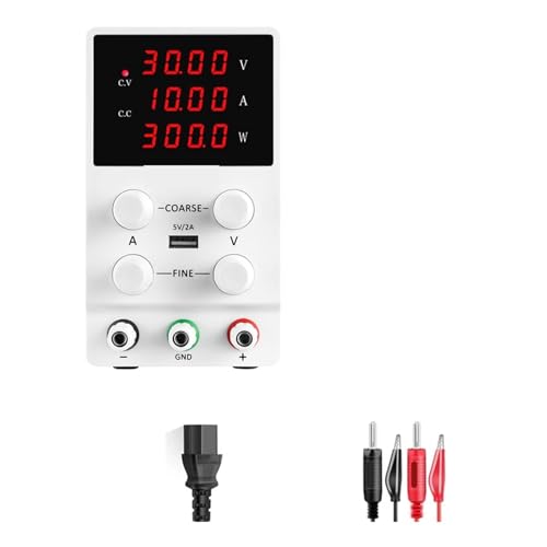 Labor-Gleichstromversorgung variabel, 30 V 10 A, einstellbar, 60 V 5 A, Spannungsregler, Stabilisator, Schaltnetzteil mit 3-stelliger LED-Anzeige Weit verbreitet(White 30V 10A) von JHXHFJXZ