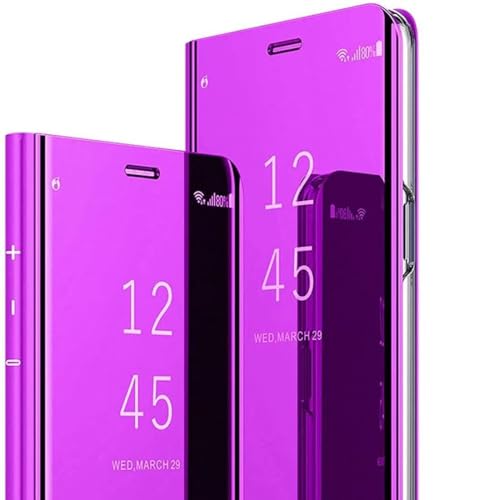 JIAFEI Hülle Kompatibel mit Samsung Galaxy A25 5G, Spiegel Handyhülle PU Leder Flip Business-Stil Case Cover, Stand Mirror Ledertasche BookStyle Schutzhülle. Lila von JIAFEI