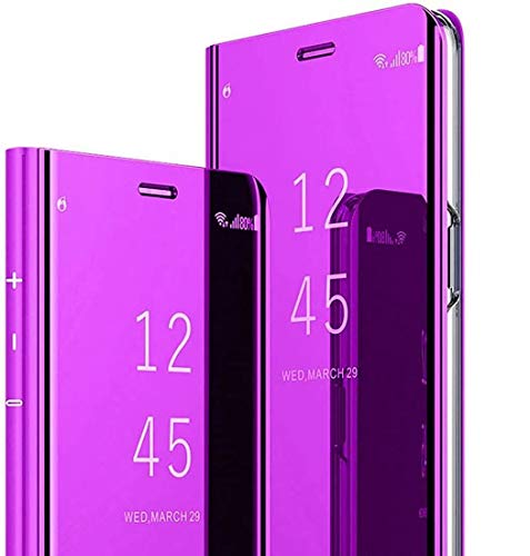 JIAFEI Hülle Kompatibel mit Samsung Galaxy S21 Ultra 5G, Spiegel Handyhülle PU Leder Flip Business-Stil Case Cover, Stand Mirror Ledertasche BookStyle Schutzhülle. Lila von JIAFEI