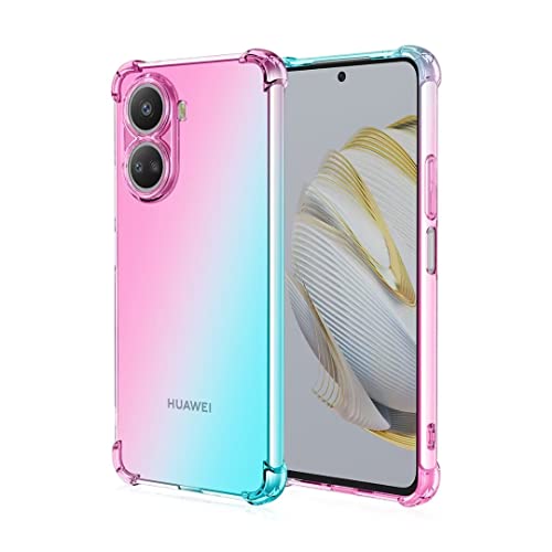 JIAFEI Hülle für Huawei nova 10 SE Gradient Color Handyhülle TPU Gradient Dünn Schutzhülle Anti-Fall Handytasche Handy Case Kompatibel mit Huawei nova 10 SE, Rosa/Grün von JIAFEI