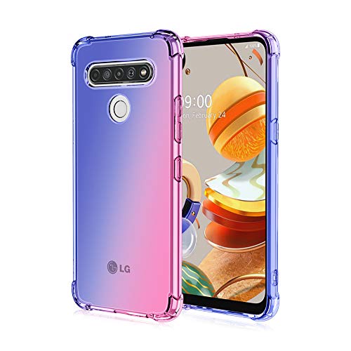 JIAFEI Hülle für LG K61 Gradient Color Handyhülle TPU Gradient Dünn Schutzhülle Anti-Fall Handytasche Handy Case Kompatibel mit LG K61, Blau/Rosa von JIAFEI