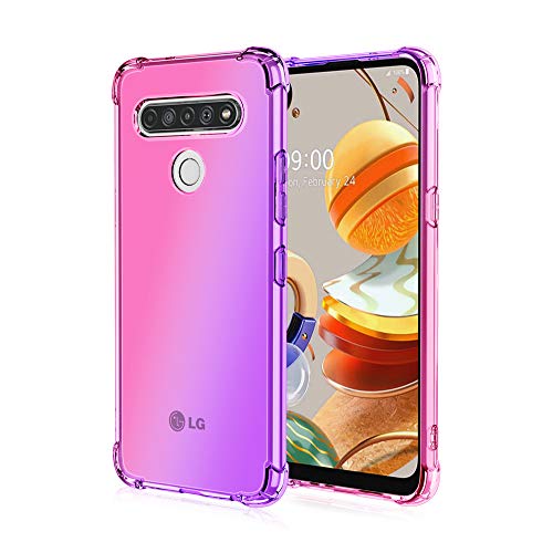 JIAFEI Hülle für LG K61 Gradient Color Handyhülle TPU Gradient Dünn Schutzhülle Anti-Fall Handytasche Handy Case Kompatibel mit LG K61, Pink/Lila von JIAFEI