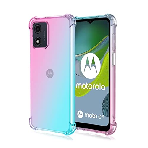 JIAFEI Hülle für Motorola Moto E13 Gradient Color Handyhülle TPU Gradient Dünn Schutzhülle Anti-Fall Handytasche Handy Case Kompatibel mit Motorola Moto E13, Rosa/Grün von JIAFEI