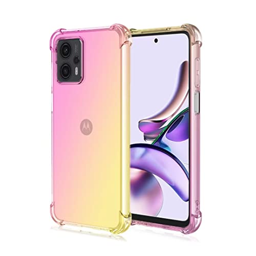 JIAFEI Hülle für Motorola Moto G23 / Moto G13 Gradient Color Handyhülle TPU Gradient Dünn Schutzhülle Anti-Fall Handytasche Handy Case Kompatibel mit Motorola Moto G23 / Moto G13, Rosa/Gold von JIAFEI