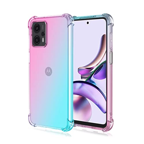 JIAFEI Hülle für Motorola Moto G23 / Moto G13 Gradient Color Handyhülle TPU Gradient Dünn Schutzhülle Anti-Fall Handytasche Handy Case Kompatibel mit Motorola Moto G23 / Moto G13, Rosa/Grün von JIAFEI