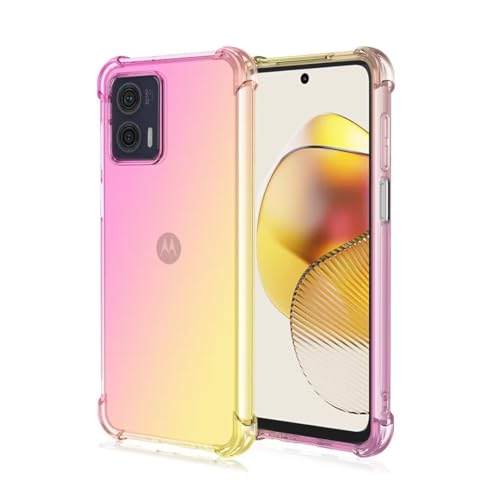 JIAFEI Hülle für Motorola Moto G34 Gradient Color Handyhülle TPU Gradient Dünn Schutzhülle Anti-Fall Handytasche Handy Case Kompatibel mit Motorola Moto G34, Rosa/Gold von JIAFEI