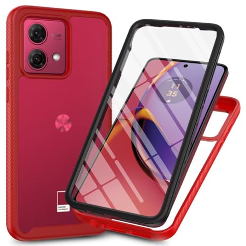 JIAFEI Hülle für Motorola Moto G84 5G, [mit Eingebautem Displayschutz] 360° Rundumschutz TPU Robust Bumper Case Outdoor Handyhülle - Rot von JIAFEI