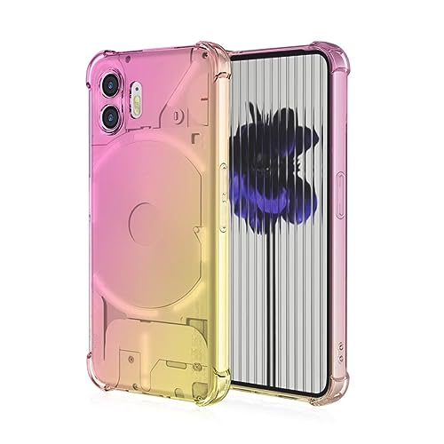 JIAFEI Hülle für Nothing Phone 2 Gradient Color Handyhülle TPU Gradient Dünn Schutzhülle Anti-Fall Handytasche Handy Case Kompatibel mit Nothing Phone 2, Rosa/Gold von JIAFEI