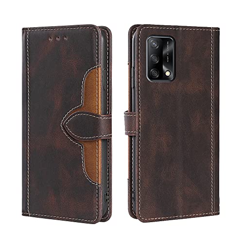 JIAFEI Hülle für Oppo A74 4G, Premium PU + TPU Retro Leder Flip Klappbar Wallet Stoßfeste Schutzhülle, Mit Stand- / Kartensteckplatzfunktionen Handyhülle Case Cover, Braun von JIAFEI