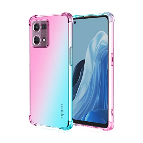 JIAFEI Hülle für Oppo Reno7 4G (Oppo Reno 7) Gradient Color Handyhülle TPU Gradient Dünn Schutzhülle Anti-Fall Handytasche Handy Case Kompatibel mit Oppo Reno7 4G (Oppo Reno 7), Rosa/Grün von JIAFEI