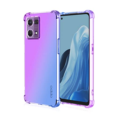 JIAFEI Hülle für Oppo Reno7 4G (Oppo Reno 7) Gradient Color Handyhülle TPU Gradient Dünn Schutzhülle Anti-Fall Handytasche Handy Case Kompatibel mit Oppo Reno7 4G (Oppo Reno 7), Violett/Blau von JIAFEI