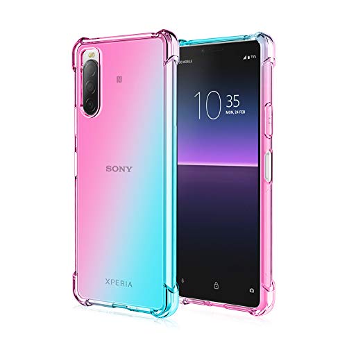 JIAFEI Hülle für Sony Xperia 10 II Gradient Color Handyhülle TPU Gradient Dünn Schutzhülle Anti-Fall Handytasche Handy Case Kompatibel mit Sony Xperia 10 II, Pink/Grün von JIAFEI