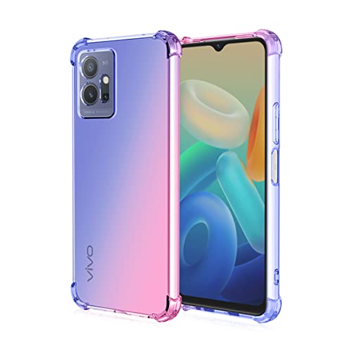 JIAFEI Hülle für VIVO Y01 Gradient Color Handyhülle TPU Gradient Dünn Schutzhülle Anti-Fall Handytasche Handy Case Kompatibel mit VIVO Y01, Blau/Rosa von JIAFEI