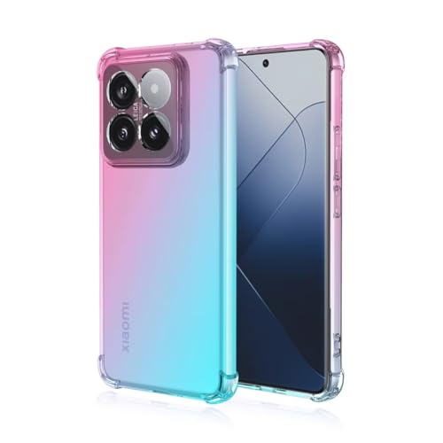 JIAFEI Hülle für Xiaomi 14 Gradient Color Handyhülle TPU Gradient Dünn Schutzhülle Anti-Fall Handytasche Handy Case Kompatibel mit Xiaomi 14, Rosa/Grün von JIAFEI