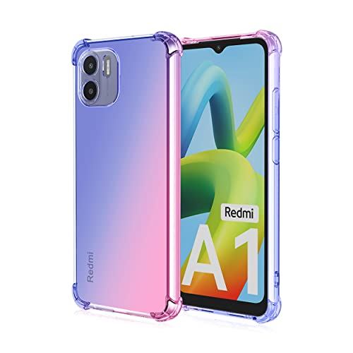 JIAFEI Hülle für Xiaomi Redmi A1/Xiaomi Redmi A2 Gradient Color Handyhülle TPU Gradient Dünn Schutzhülle Anti-Fall Handytasche Handy Case Kompatibel mit Xiaomi Redmi A1/Redmi A2, Blau/Rosa von JIAFEI