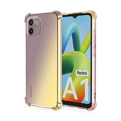 JIAFEI Hülle für Xiaomi Redmi A1/Xiaomi Redmi A2 Gradient Color Handyhülle TPU Gradient Dünn Schutzhülle Anti-Fall Handytasche Handy Case Kompatibel mit Xiaomi Redmi A1/Redmi A2, schwarz/Gold von JIAFEI