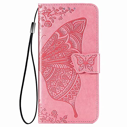JIAFEI Passend für Samsung Galaxy A14 5G Hülle, Schönes Schmetterling Geprägtem Brieftasche Schutzhülle, Rosa von JIAFEI