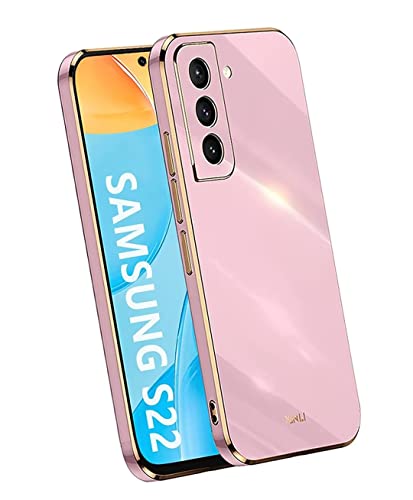 JIAFEI Schutzhülle für Samsung Galaxy S22 Plus(S22+), elegant, goldfarben, galvanisiert, Design TPU, Silikon, stoßfest, lila von JIAFEI