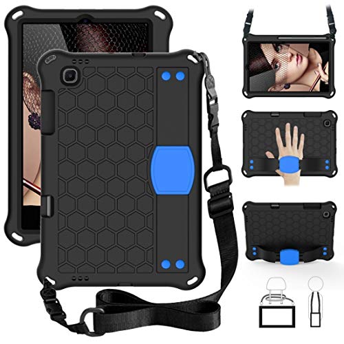 JIAHENG Tablet-Schutzhülle für Samsung Galaxy Tab S6 Lite P610, Waben-Design, EVA + Polycarbonat, vier Ecken, Anti-Fall, flache Schutzhülle mit Gurt, PU-Leder (Farbe: Schwarz + Blau) von JIAHENG