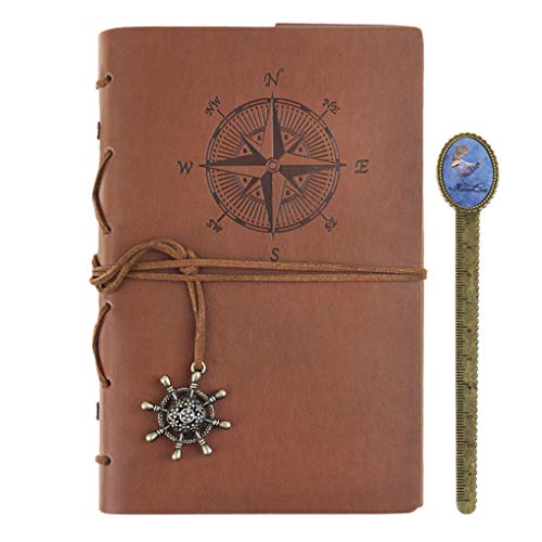 Notizbuch A5 Retro Leder Tagebuch Journal Travel Reisetagebuch Notebook Skizzenbuch mit Lose-Blatt-Bindung für Reise und Aufschreibung von JIAHG