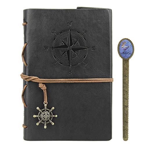 JIAHG Notizbuch A5 Retro Leder Tagebuch Journal Travel Reisetagebuch Notebook Skizzenbuch mit Lose-Blatt-Bindung für Reise und Aufschreibung von JIAHG