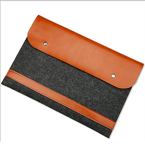 Schutzhülle MacBook Sleeve, Ultra Slim Filz & Leder Schutzhülle aus PU Schutzhülle Notebook-Tasche Tragetasche Laptop für alle 11,6 – 15,4 Zoll MacBook Air/MacBook Pro braun von JIAN YA NA