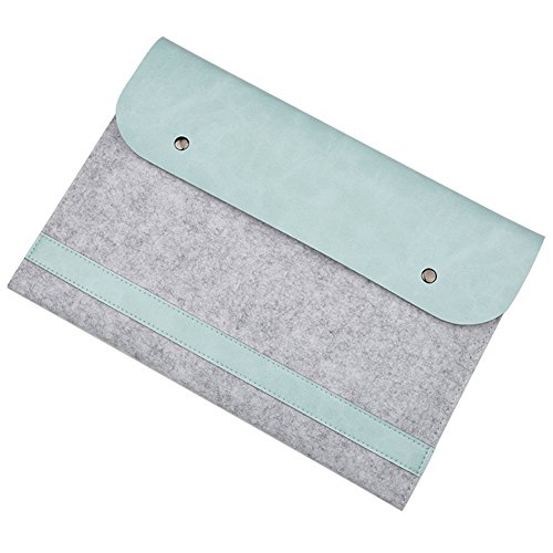 Schutzhülle MacBook Sleeve, Ultra Slim Filz & Leder Schutzhülle aus PU Schutzhülle Notebook-Tasche Tragetasche Laptop für alle 11,6 – 15,4 Zoll MacBook Air/MacBook Pro grün von JIAN YA NA