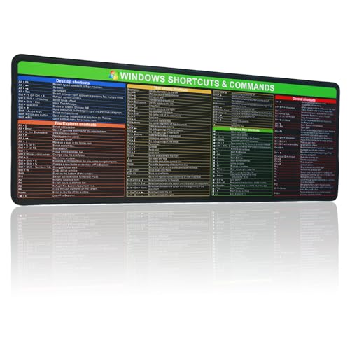 JIANCHENGART Mauspad mit Windows-Tastenkombinationen, extra große Tastaturkürzel-Matte für PC, Gaming-Schreibtischunterlage, Weiß oder Hellgrau von JIANCHENGART